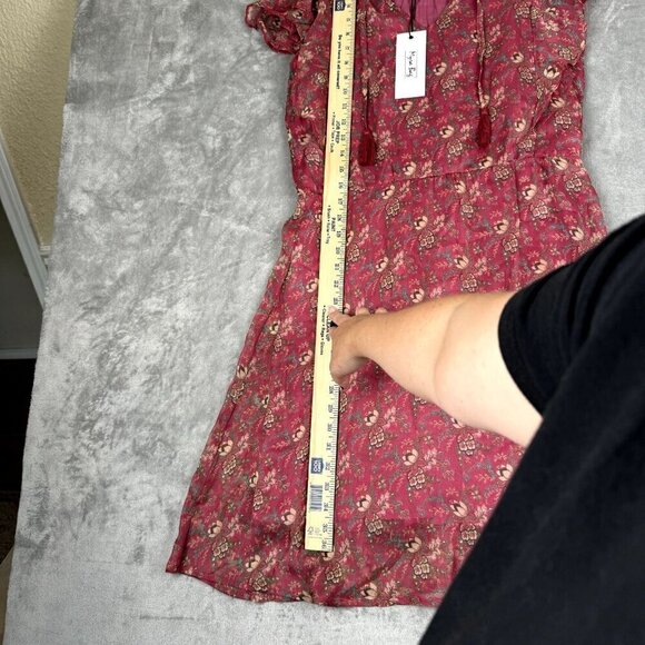 Myra Bag Women Small Mauve Dress Midi Flutter Sleeve Tassle Chiffon Floral Toggl - Picture 11 of 14